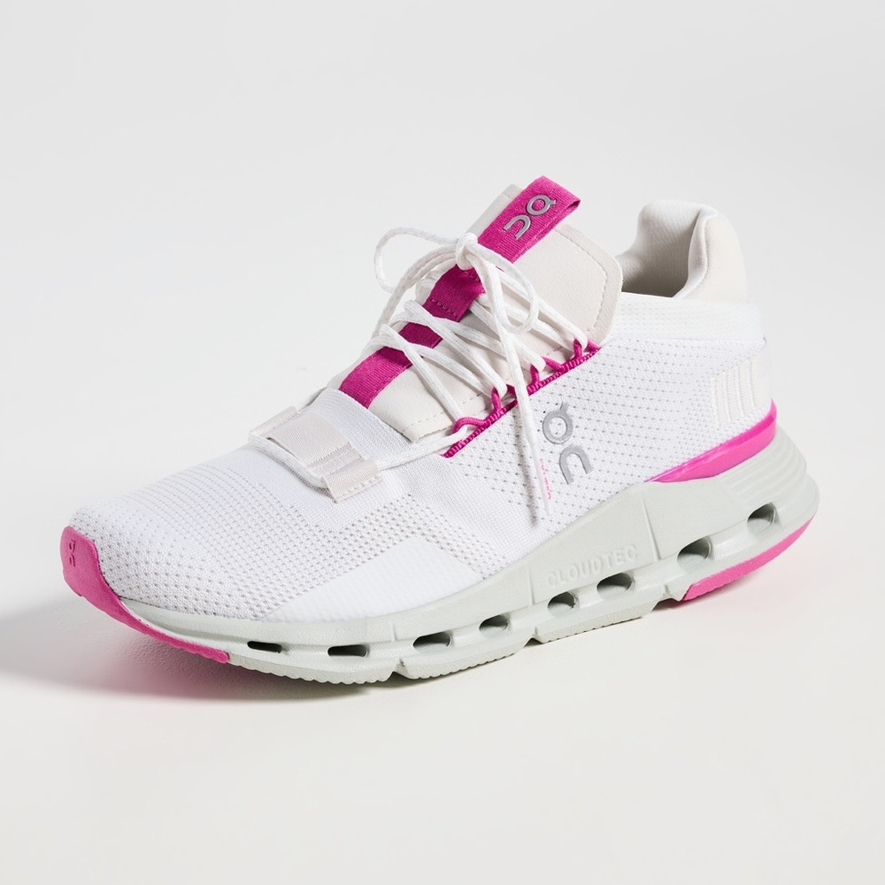 On Cloud Nova Performance Athletic Shoes in White and Pink